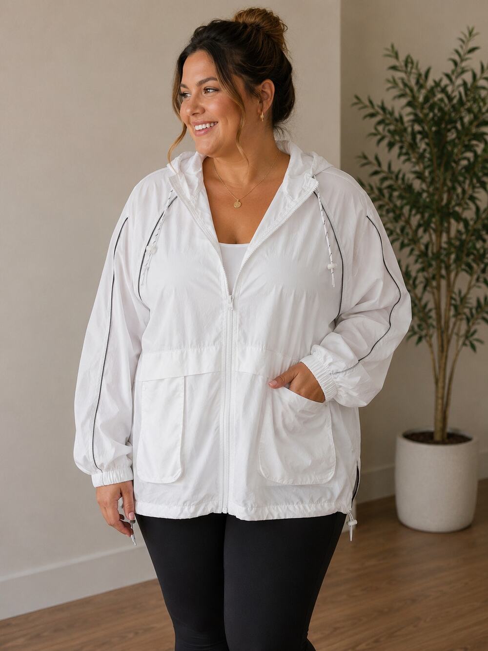 Womens White Wind Breaker Jacket NWT 3X